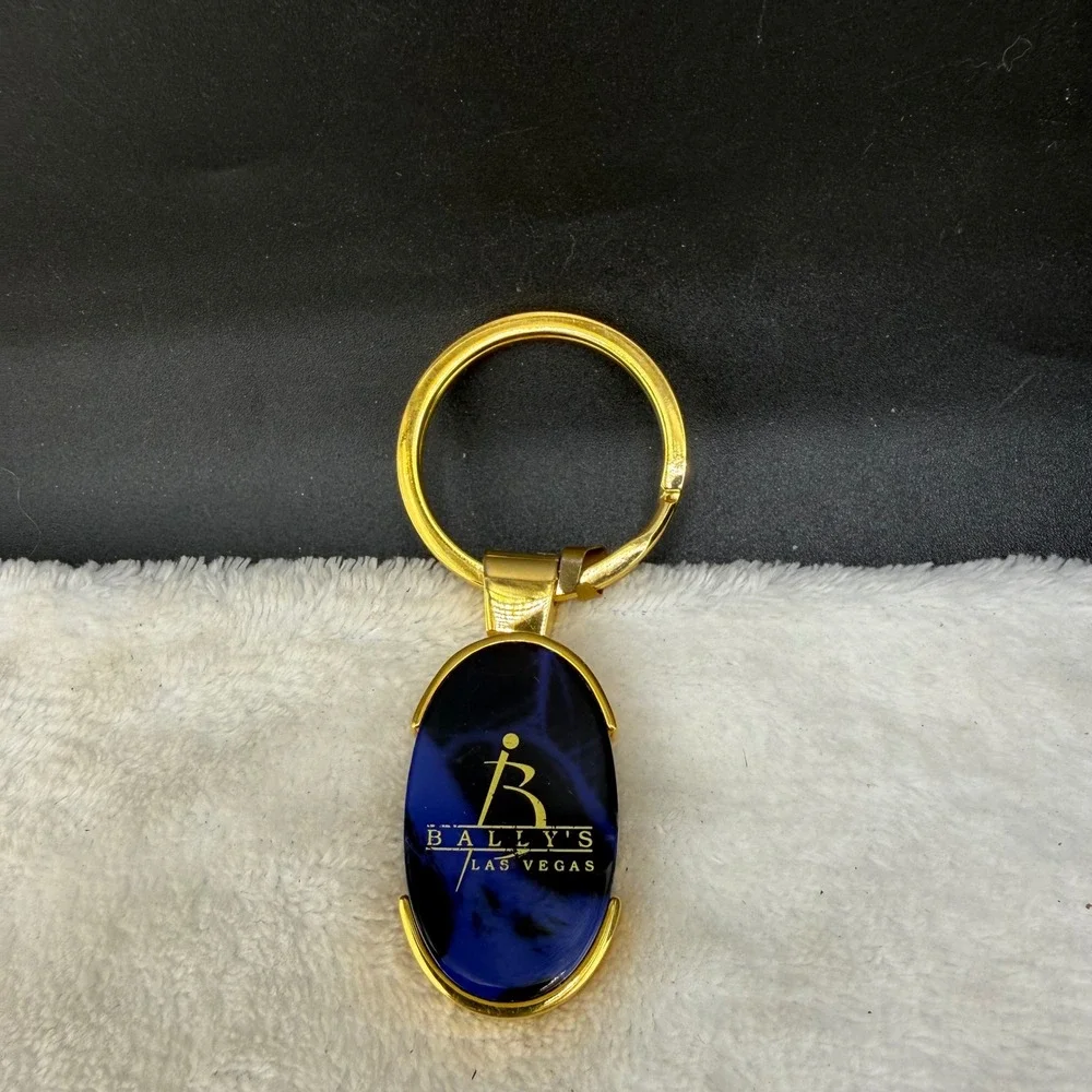 Vintage Bally's Las Vegas Keychain Blue Gold Tone Casino Souvenir READ